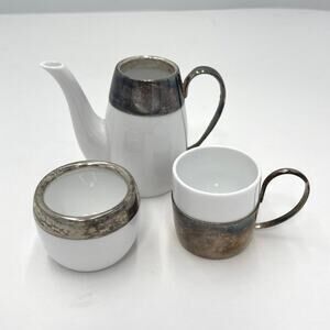 Vintage Sarreguemines Majolica French Porcelain Collectable Mini Tea Set